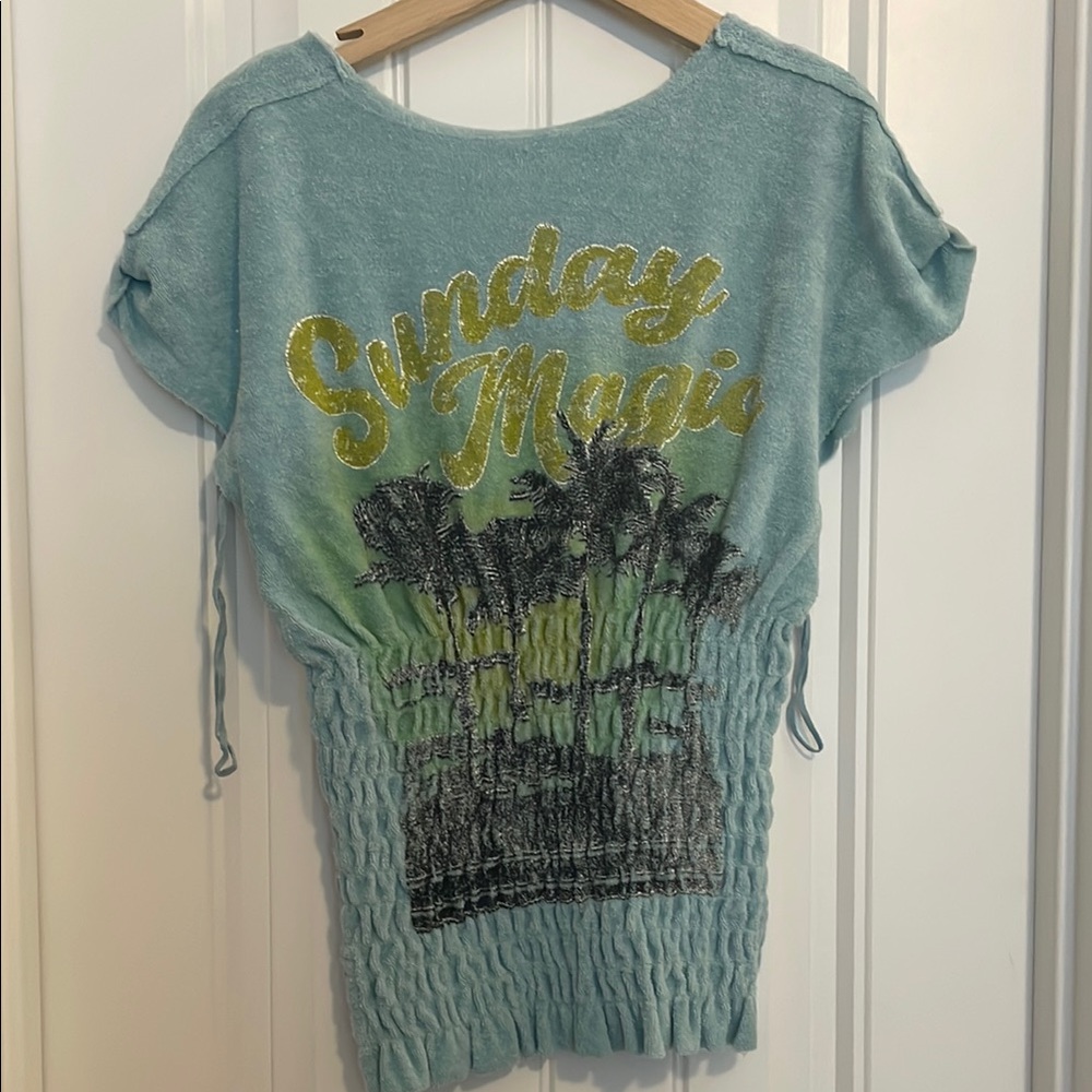 Free People terry towel cloth tunic cinched top XS